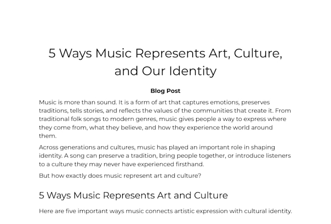 write SEO music content for blogs websites and artists